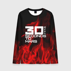 Мужской лонгслив 3D с принтом 30 Seconds to Mars in fire в Кировске, 100% полиэстер | длинные рукава, круглый вырез горловины, полуприлегающий силуэт | 30 seconds to mars | punk | rock | альтернативный хип хоп | группа | инди поп | музыка | музыкальное произведение | ноты | панк | регги | рок | синти поп