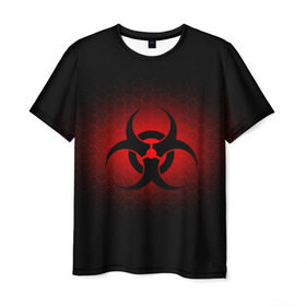 Мужская футболка 3D с принтом Биологическая Опасность в Кировске, 100% полиэфир | прямой крой, круглый вырез горловины, длина до линии бедер | биологическая  | опасность