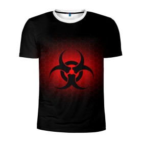 Мужская футболка 3D спортивная с принтом Биологическая Опасность в Кировске, 100% полиэстер с улучшенными характеристиками | приталенный силуэт, круглая горловина, широкие плечи, сужается к линии бедра | биологическая  | опасность