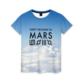Женская футболка 3D с принтом Thirty Seconds to Mars в Кировске, 100% полиэфир ( синтетическое хлопкоподобное полотно) | прямой крой, круглый вырез горловины, длина до линии бедер | 