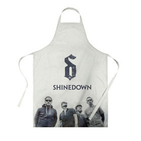 Фартук 3D с принтом Shinedown band в Кировске, 100% полиэстер | общий размер — 65 х 85 см, ширина нагрудника — 26 см, горловина — 53 см, длина завязок — 54 см, общий обхват в поясе — 173 см. Принт на завязках и на горловине наносится с двух сторон, на основной части фартука — только с внешней стороны | 