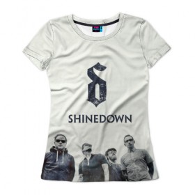 Женская футболка 3D с принтом Shinedown band в Кировске, 100% полиэфир ( синтетическое хлопкоподобное полотно) | прямой крой, круглый вырез горловины, длина до линии бедер | 