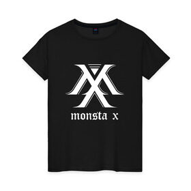 Женская футболка хлопок с принтом MONSTA X_5 в Кировске, 100% хлопок | прямой крой, круглый вырез горловины, длина до линии бедер, слегка спущенное плечо | Тематика изображения на принте: monsta x | монст х