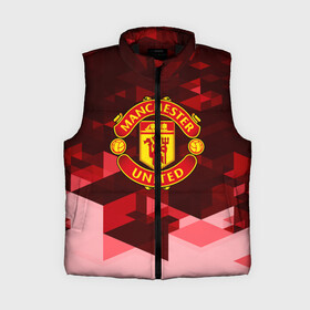 Женский жилет утепленный 3D с принтом Manchester United Abstract в Кировске,  |  | england | football | logo | manchester united | sport | абстракция | англия | арт | геометрия | лига | лого | манчестер | спорт | текстура | фигуры | фк | футбол | футбольный клуб | эмблема