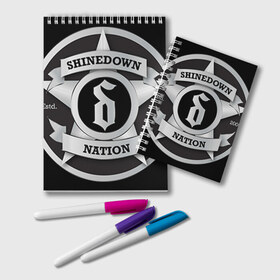 Блокнот с принтом Shinedown Nation в Кировске, 100% бумага | 48 листов, плотность листов — 60 г/м2, плотность картонной обложки — 250 г/м2. Листы скреплены удобной пружинной спиралью. Цвет линий — светло-серый
 | Тематика изображения на принте: 