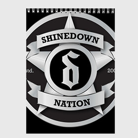 Скетчбук с принтом Shinedown Nation в Кировске, 100% бумага
 | 48 листов, плотность листов — 100 г/м2, плотность картонной обложки — 250 г/м2. Листы скреплены сверху удобной пружинной спиралью | Тематика изображения на принте: 