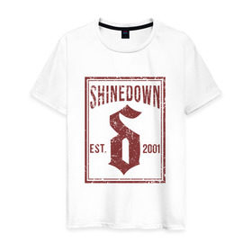 Мужская футболка хлопок с принтом Shinedown est. 2001 в Кировске, 100% хлопок | прямой крой, круглый вырез горловины, длина до линии бедер, слегка спущенное плечо. | shinedown