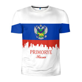 Мужская футболка 3D спортивная с принтом PRIMORYE (Приморье) в Кировске, 100% полиэстер с улучшенными характеристиками | приталенный силуэт, круглая горловина, широкие плечи, сужается к линии бедра | 