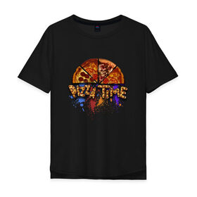 Мужская футболка хлопок Oversize с принтом Pizza Time 2 в Кировске, 100% хлопок | свободный крой, круглый ворот, “спинка” длиннее передней части | Тематика изображения на принте: 