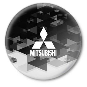 Значок с принтом Mitsubishi sport geometry в Кировске,  металл | круглая форма, металлическая застежка в виде булавки |  машина | марка | митсубиси