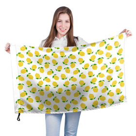 Флаг 3D с принтом Лимоны в Кировске, 100% полиэстер | плотность ткани — 95 г/м2, размер — 67 х 109 см. Принт наносится с одной стороны | food | lemon | vegan | vegetarian | веган | вегетарианство | еда | лимон