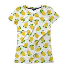 Женская футболка 3D с принтом Лимоны в Кировске, 100% полиэфир ( синтетическое хлопкоподобное полотно) | прямой крой, круглый вырез горловины, длина до линии бедер | food | lemon | vegan | vegetarian | веган | вегетарианство | еда | лимон