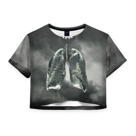 Женская футболка 3D укороченная с принтом TFK Exhale в Кировске, 100% полиэстер | круглая горловина, длина футболки до линии талии, рукава с отворотами | tfk | thousand foot krutch