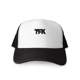 Кепка тракер с сеткой с принтом TFK logo black в Кировске, трикотажное полотно; задняя часть — сетка | длинный козырек, универсальный размер, пластиковая застежка | tfk | thousand foot krutch