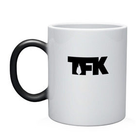 Кружка хамелеон с принтом TFK logo black в Кировске, керамика | меняет цвет при нагревании, емкость 330 мл | Тематика изображения на принте: tfk | thousand foot krutch