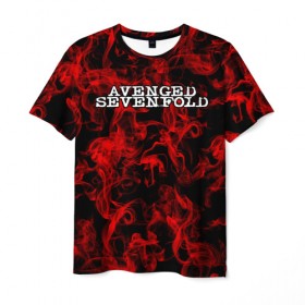 Мужская футболка 3D с принтом Avenged Sevenfold в Кировске, 100% полиэфир | прямой крой, круглый вырез горловины, длина до линии бедер | avenged sevenfold | metal | rock | sevenfold | группа | отомщенный | отомщенный семикратно | рок | рокеры
