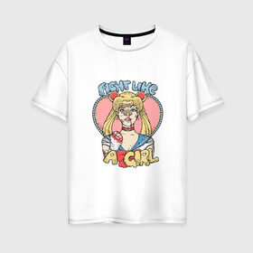 Женская футболка хлопок Oversize с принтом Сейлор Мун в Кировске, 100% хлопок | свободный крой, круглый ворот, спущенный рукав, длина до линии бедер
 | sailor moon