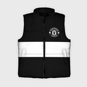 Женский жилет утепленный 3D с принтом FC Manchester United в Кировске,  |  | black   white | england | football | logo | manchester united | sport | англия | арт | лига | лого | манчестер юнайтед | спорт | текстура | фк | футбол | футбольный клуб | черно белый | эмблема