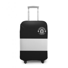Чехол для чемодана 3D с принтом FC Manchester United в Кировске, 86% полиэфир, 14% спандекс | двустороннее нанесение принта, прорези для ручек и колес | black   white | england | football | logo | manchester united | sport | англия | арт | лига | лого | манчестер юнайтед | спорт | текстура | фк | футбол | футбольный клуб | черно белый | эмблема