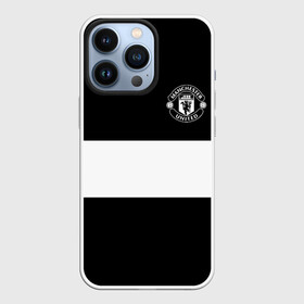 Чехол для iPhone 13 Pro с принтом FC Manchester United в Кировске,  |  | Тематика изображения на принте: black   white | england | football | logo | manchester united | sport | англия | арт | лига | лого | манчестер юнайтед | спорт | текстура | фк | футбол | футбольный клуб | черно белый | эмблема