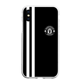 Чехол для iPhone XS Max матовый с принтом Manchester United Black&White в Кировске, Силикон | Область печати: задняя сторона чехла, без боковых панелей | Тематика изображения на принте: england | football | logo | manchester united | sport | англия | арт | лига | лого | манчестер юнайтед | спорт | текстура | фк | футбол | футбольный клуб | эмблема