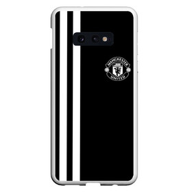 Чехол для Samsung S10E с принтом Manchester United Black&White в Кировске, Силикон | Область печати: задняя сторона чехла, без боковых панелей | Тематика изображения на принте: england | football | logo | manchester united | sport | англия | арт | лига | лого | манчестер юнайтед | спорт | текстура | фк | футбол | футбольный клуб | эмблема