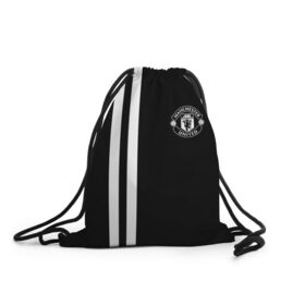 Рюкзак-мешок 3D с принтом Manchester United Black&White в Кировске, 100% полиэстер | плотность ткани — 200 г/м2, размер — 35 х 45 см; лямки — толстые шнурки, застежка на шнуровке, без карманов и подкладки | england | football | logo | manchester united | sport | англия | арт | лига | лого | манчестер юнайтед | спорт | текстура | фк | футбол | футбольный клуб | эмблема