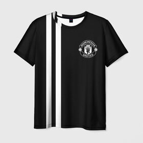 Мужская футболка 3D с принтом Manchester United Black&White в Кировске, 100% полиэфир | прямой крой, круглый вырез горловины, длина до линии бедер | Тематика изображения на принте: england | football | logo | manchester united | sport | англия | арт | лига | лого | манчестер юнайтед | спорт | текстура | фк | футбол | футбольный клуб | эмблема