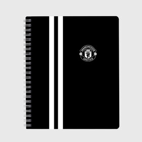 Тетрадь с принтом Manchester United Black&White в Кировске, 100% бумага | 48 листов, плотность листов — 60 г/м2, плотность картонной обложки — 250 г/м2. Листы скреплены сбоку удобной пружинной спиралью. Уголки страниц и обложки скругленные. Цвет линий — светло-серый
 | england | football | logo | manchester united | sport | англия | арт | лига | лого | манчестер юнайтед | спорт | текстура | фк | футбол | футбольный клуб | эмблема