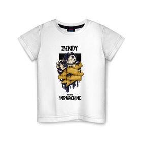 Детская футболка хлопок с принтом Bendy and the Ink Machine в Кировске, 100% хлопок | круглый вырез горловины, полуприлегающий силуэт, длина до линии бедер | 0x000000123 | bendy | ink machine | бенди