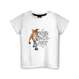 Детская футболка хлопок с принтом Crush Bandicoot в Кировске, 100% хлопок | круглый вырез горловины, полуприлегающий силуэт, длина до линии бедер | 