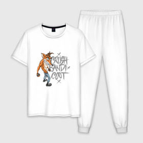 Мужская пижама хлопок с принтом Crush Bandicoot в Кировске, 100% хлопок | брюки и футболка прямого кроя, без карманов, на брюках мягкая резинка на поясе и по низу штанин
 | 