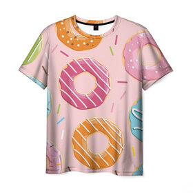 Мужская футболка 3D с принтом Пончики в Кировске, 100% полиэфир | прямой крой, круглый вырез горловины, длина до линии бедер | 