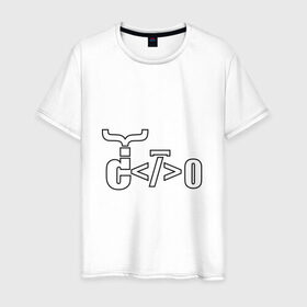 Мужская футболка хлопок с принтом Велосипед программиста в Кировске, 100% хлопок | прямой крой, круглый вырез горловины, длина до линии бедер, слегка спущенное плечо. | велосипед | код | программирование | программист | символы