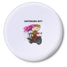 Значок с принтом Sayonara boy в Кировске,  металл | круглая форма, металлическая застежка в виде булавки | Тематика изображения на принте: 