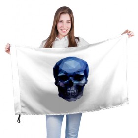 Флаг 3D с принтом Бумажный череп в Кировске, 100% полиэстер | плотность ткани — 95 г/м2, размер — 67 х 109 см. Принт наносится с одной стороны | 