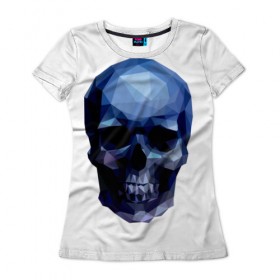 Женская футболка 3D с принтом Бумажный череп в Кировске, 100% полиэфир ( синтетическое хлопкоподобное полотно) | прямой крой, круглый вырез горловины, длина до линии бедер | 