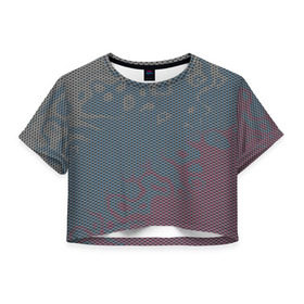 Женская футболка 3D укороченная с принтом Hexagon Триколор в Кировске, 100% полиэстер | круглая горловина, длина футболки до линии талии, рукава с отворотами | тусклый