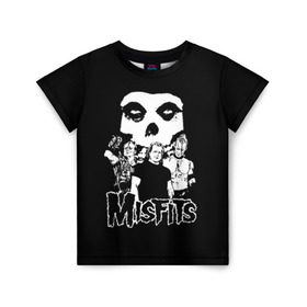 Детская футболка 3D с принтом Misfits в Кировске, 100% гипоаллергенный полиэфир | прямой крой, круглый вырез горловины, длина до линии бедер, чуть спущенное плечо, ткань немного тянется | horror | punk | rock | альтернатива | группа | мисфитс | неприкаянные | панк | рок | хоррор