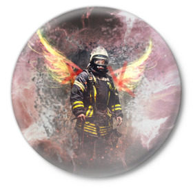 Значок с принтом Пожарный в Кировске,  металл | круглая форма, металлическая застежка в виде булавки | 