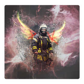 Магнитный плакат 3Х3 с принтом Пожарный в Кировске, Полимерный материал с магнитным слоем | 9 деталей размером 9*9 см | 