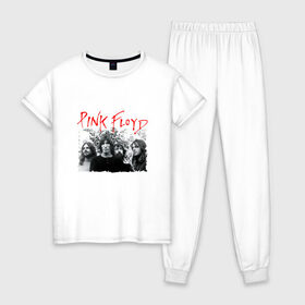 Женская пижама хлопок с принтом Pink Floyd в Кировске, 100% хлопок | брюки и футболка прямого кроя, без карманов, на брюках мягкая резинка на поясе и по низу штанин | pink floyd | pinkfloyd | арт | артрок | группа | дэвид гилмор | пинк флойд | пинкфлойд | прогрессивный | психоделический | рок | сид барретт | симфонический | спэйс | эйсид | экспериментальный