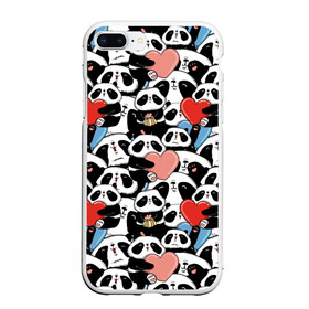 Чехол для iPhone 7Plus/8 Plus матовый с принтом Funny Panda в Кировске, Силикон | Область печати: задняя сторона чехла, без боковых панелей | bear | heart | positive | медведь | мишка | орнамент | панда | подарок | позитив | сердечки | сердце | сюрприз | узор