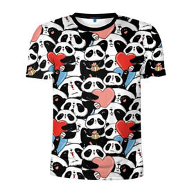 Мужская футболка 3D спортивная с принтом Funny Panda в Кировске, 100% полиэстер с улучшенными характеристиками | приталенный силуэт, круглая горловина, широкие плечи, сужается к линии бедра | Тематика изображения на принте: bear | heart | positive | медведь | мишка | орнамент | панда | подарок | позитив | сердечки | сердце | сюрприз | узор