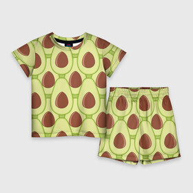 Детский костюм с шортами 3D с принтом Авокадо в Кировске,  |  | Тематика изображения на принте: avocado | food | fruit | pattern | vegan | vegetarian | авокадо | веган | вегетарианство | еда | паттерн | правильное питание | фрукт