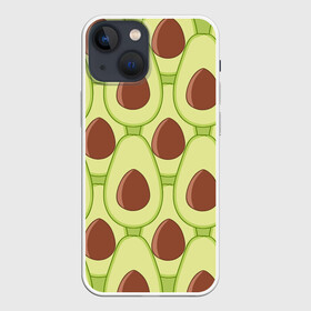 Чехол для iPhone 13 mini с принтом Авокадо в Кировске,  |  | avocado | food | fruit | pattern | vegan | vegetarian | авокадо | веган | вегетарианство | еда | паттерн | правильное питание | фрукт