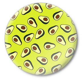 Значок с принтом Авокадо в Кировске,  металл | круглая форма, металлическая застежка в виде булавки | avocado | food | fruit | pattern | vegan | vegetarian | авокадо | веган | вегетарианство | еда | паттерн | правильное питание | фрукт