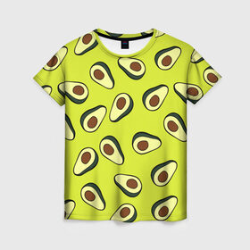 Женская футболка 3D с принтом Авокадо в Кировске, 100% полиэфир ( синтетическое хлопкоподобное полотно) | прямой крой, круглый вырез горловины, длина до линии бедер | Тематика изображения на принте: avocado | food | fruit | pattern | vegan | vegetarian | авокадо | веган | вегетарианство | еда | паттерн | правильное питание | фрукт