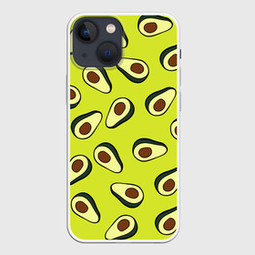 Чехол для iPhone 13 mini с принтом Авокадо в Кировске,  |  | avocado | food | fruit | pattern | vegan | vegetarian | авокадо | веган | вегетарианство | еда | паттерн | правильное питание | фрукт