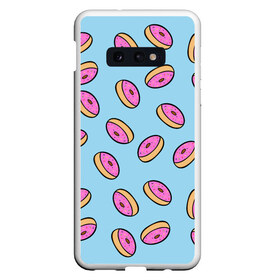 Чехол для Samsung S10E с принтом Пончики в Кировске, Силикон | Область печати: задняя сторона чехла, без боковых панелей | doughnut | food | pattern | sweet | vegan | vegetarian | веган | вегетарианство | еда | паттерн | пончик | сладкое